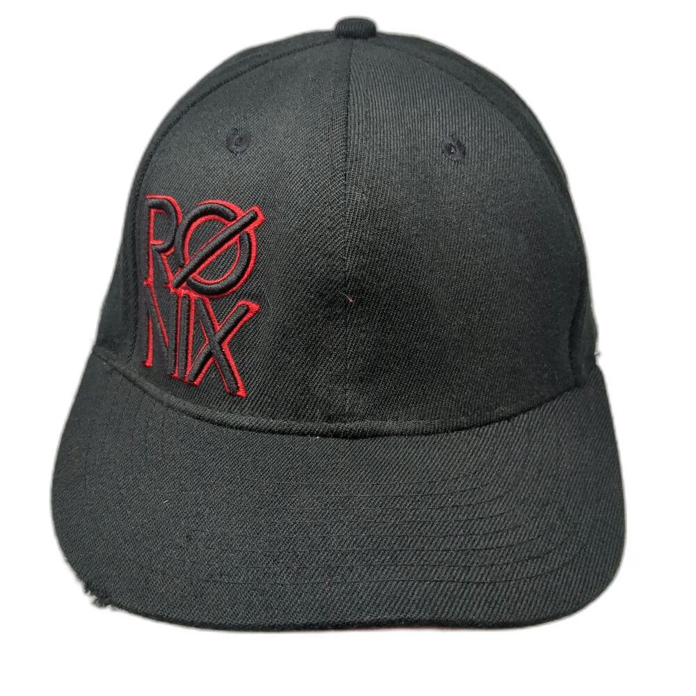 Ronix Baseball Cap Black XL Hat Red Embroidery Stretch Fit Structured L-XL